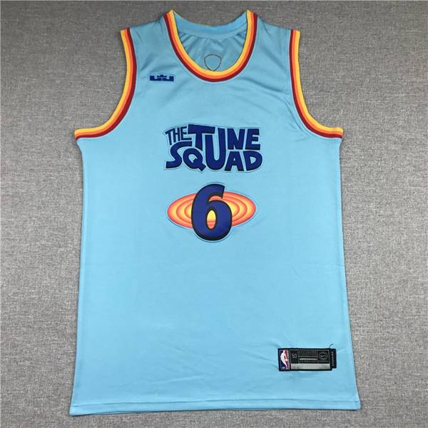 Movie Space Jam JAMES #6 Blue Basketball Jersey (Stitched)